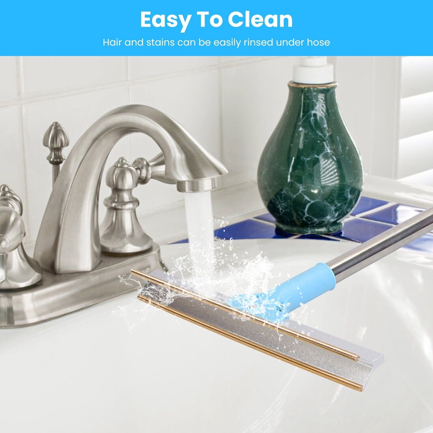 Pet Hair Removal Rake Set 54"Telescopic Handle Broom for Dog Cat Carpet Cleaner